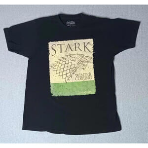 Game Of Thrones Starks House "Winter Is Comming" Graphic Tee Mens Size L Black